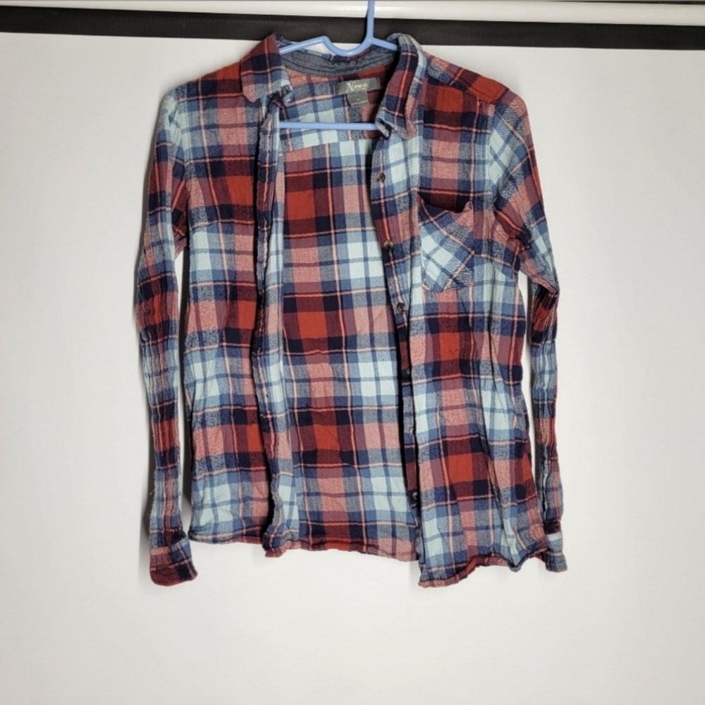 Natural Reflections Orange and Blue Lightweight Button Down Shirt